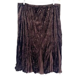Velvet Chiffon Insert Midi Skirt XL Grunge Witch Chocolate Whimsigoth Boho Fairy